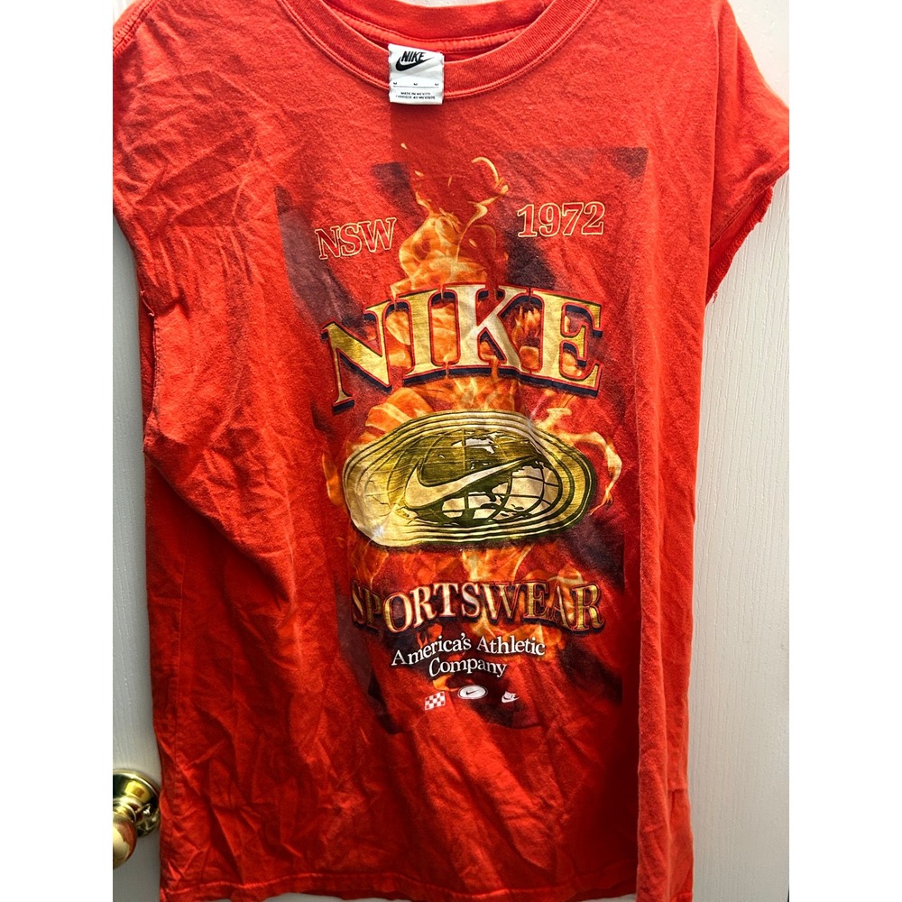 Vintage Nike Sportswear Muscle Tee Red Y2K NSW 1972 Graphic Tee Men's Medium USA